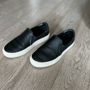 UGG Black Leather Slip-On Loafers